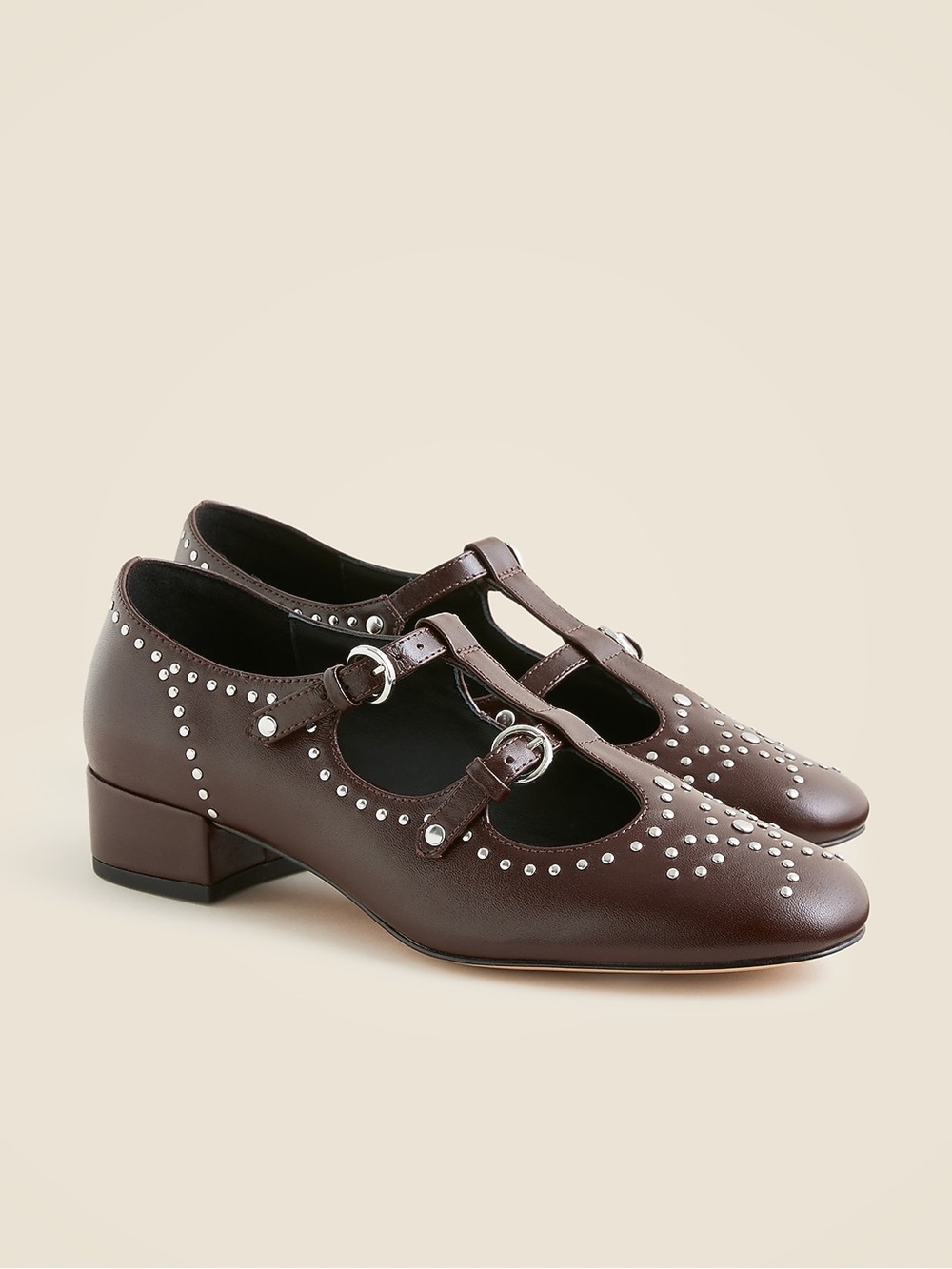 NWOT J.Crew Teagan T-strap Wing Tip Heels Size 7.5